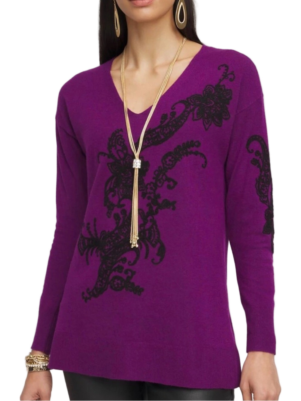 36. WOMENS CHICO’S 2/L DETAIL SWEATER